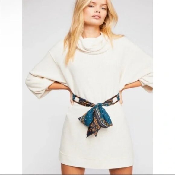 Free People Stay All Night Dress Heather Oatmeal L - Picture 4 of 16